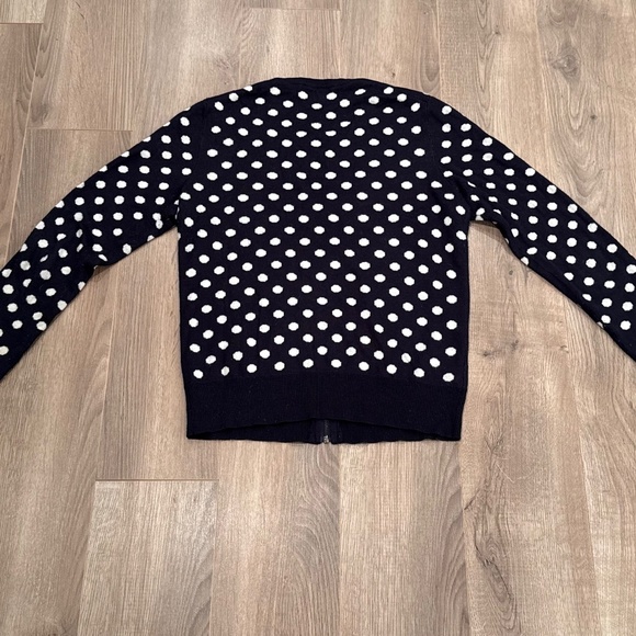 Anne Taylor black and white polka dot zipper cardigan, size S - Picture 9 of 11